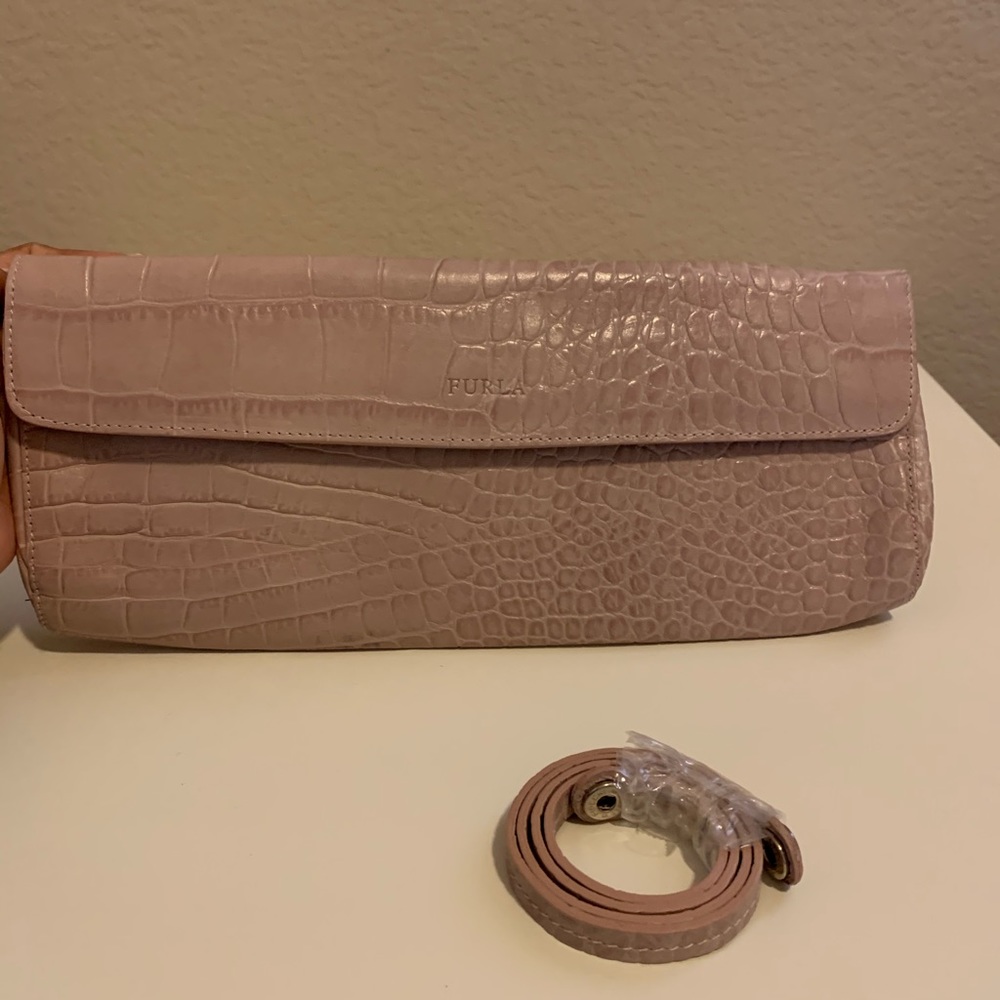 Furla Croc Print Clutch